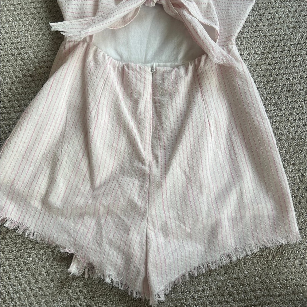 Cotton Candy Pale Pink Striped Romper - Picture 5 of 6